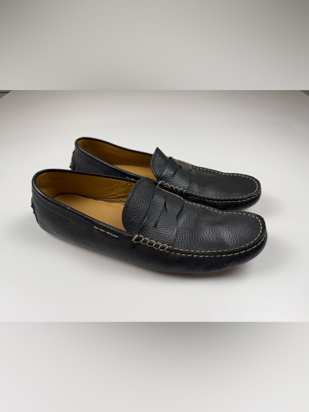 Tod’s Black Leather Gommino Driving Penny Loafers US Size 12